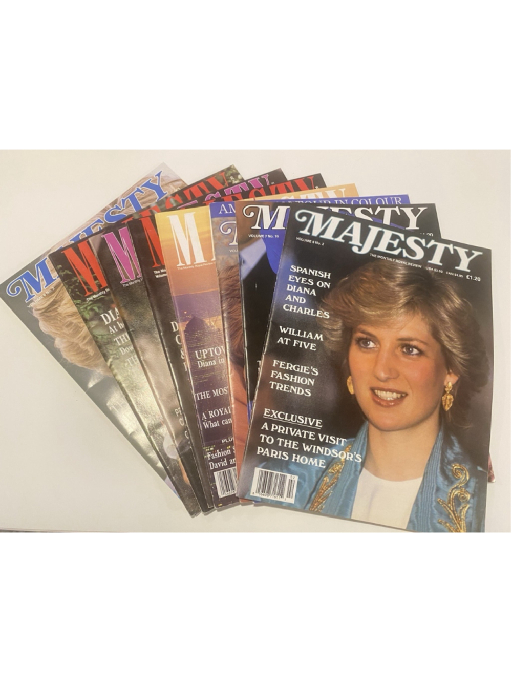 Lot of 8 Vintage Majesty Princess Diana Royal Family Magazines 1983-1989